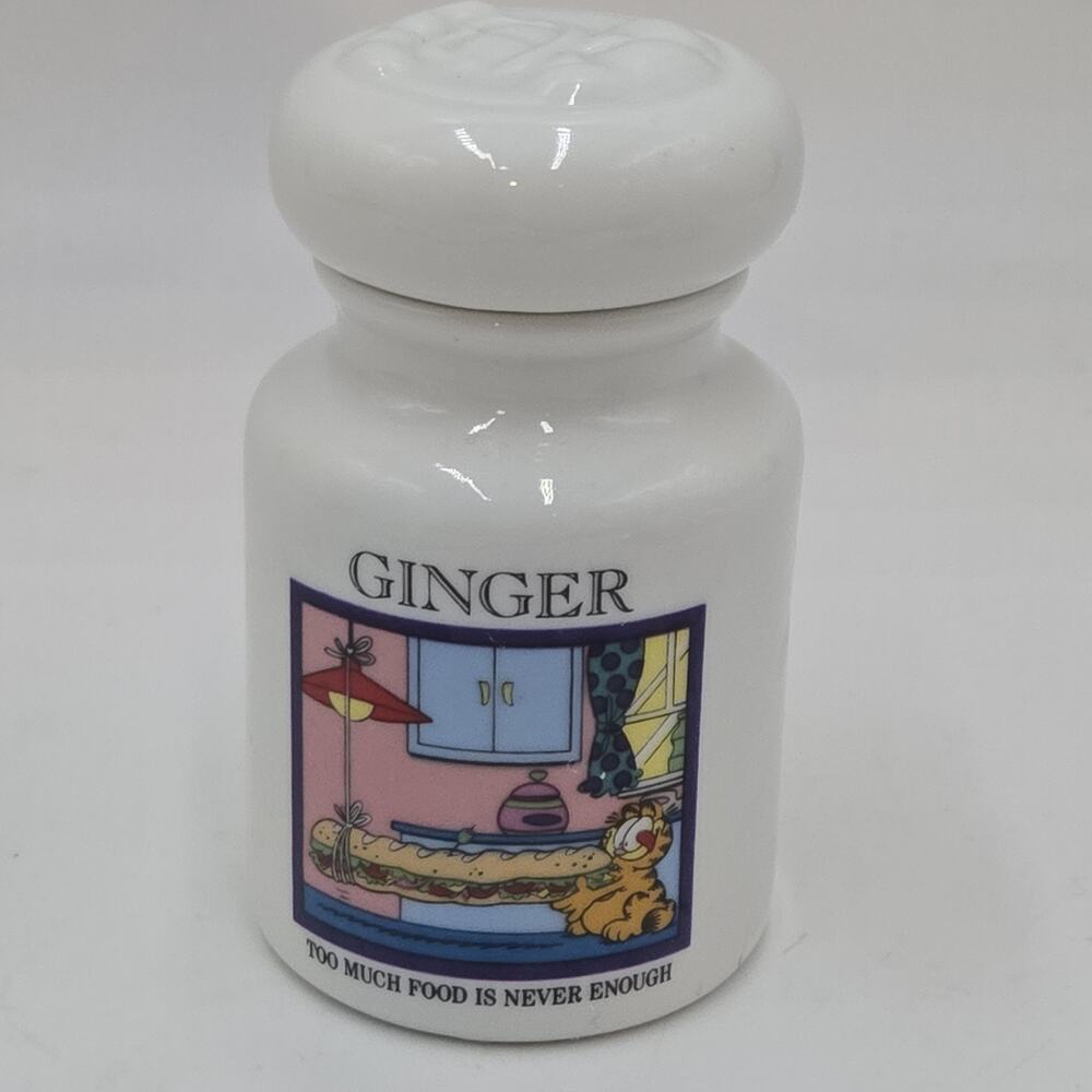 1994 Danbury Mint Garfield White Glass Spice Jar Collection GINGER